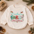 First Christmas Baby Romper, Christmas Romper, Reindeer Holiday Outfit, Baby Xmas Keepsake Gift — product view 1