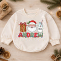 Personalized Christmas Name Baby Romper, Reindeer Santa Gingerbread Design, 1st Christmas Outfit, 1st Birthday Gift for Baby — product view 1