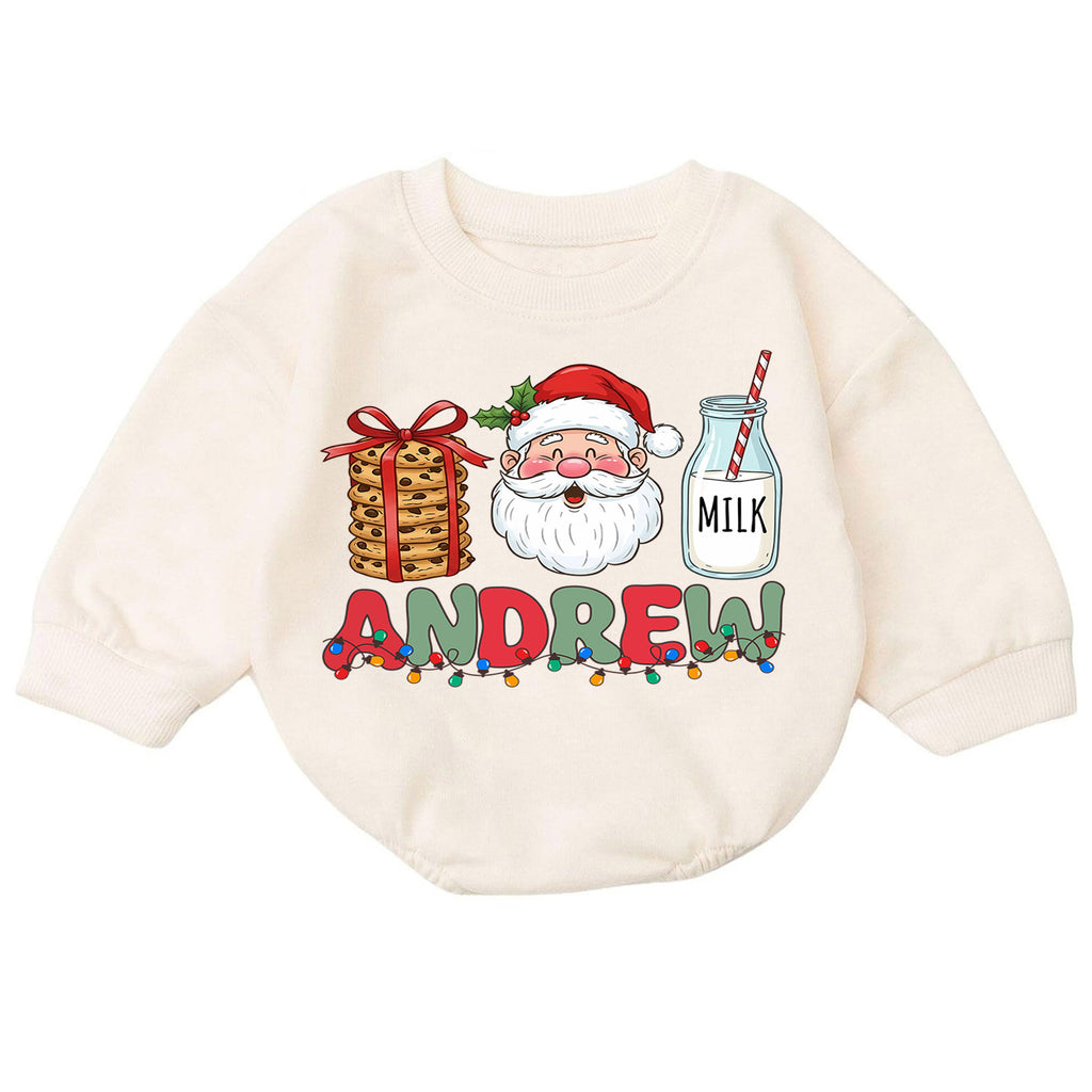 Personalized Christmas Name Baby Romper, Reindeer Santa Gingerbread Design, 1st Christmas Outfit, 1st Birthday Gift for Baby — product view 7
