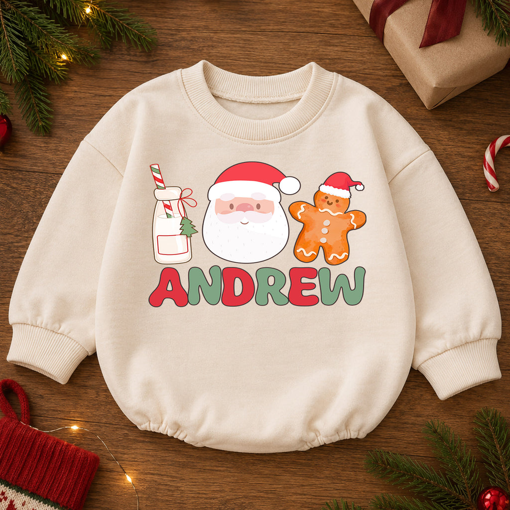 Personalized First Christmas Baby Romper, Custom Name 2026 Christmas Tree Outfit, My 1st Christmas Keepsake Gift for Baby — product view 2