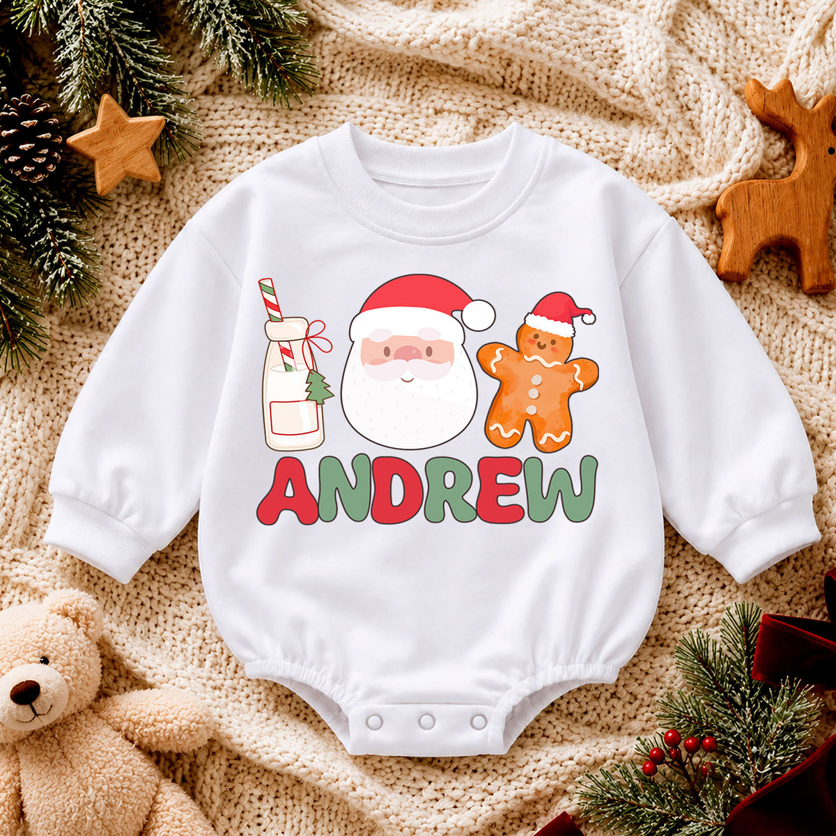 Personalized First Christmas Baby Romper, Custom Name 2026 Christmas Tree Outfit, My 1st Christmas Keepsake Gift for Baby — product view 4