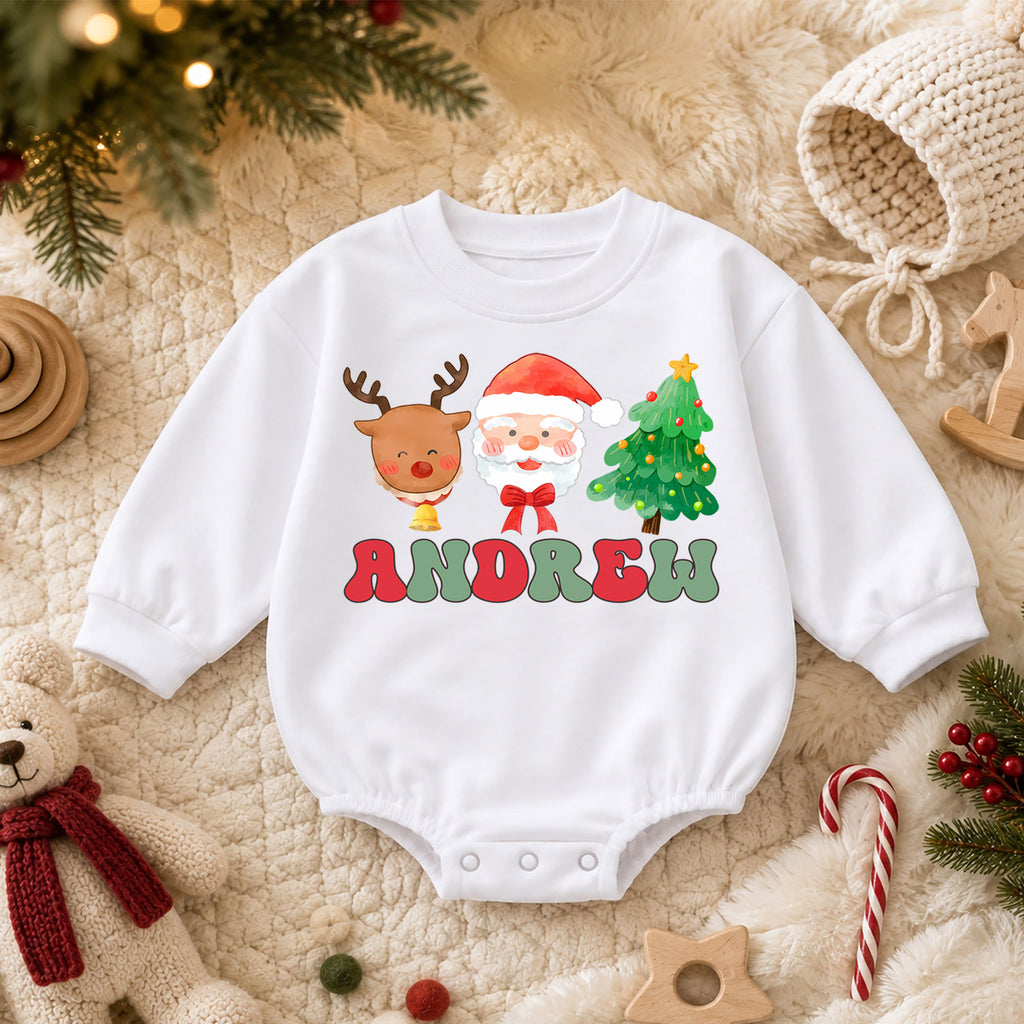 My First Christmas 2026 Baby Romper, Personalized Name Holiday Outfit, Custom 1st Christmas Keepsake Gift for Baby Boys & Girls — product view 3