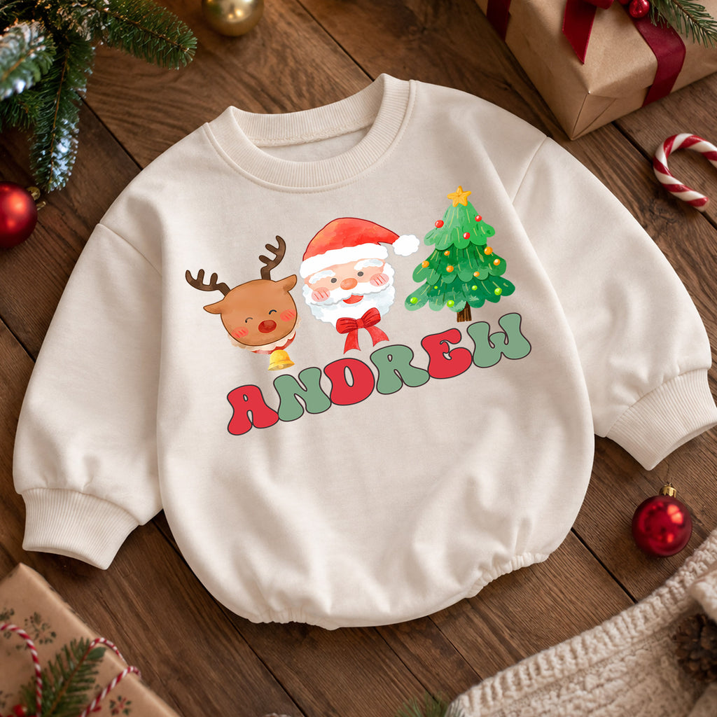 My First Christmas 2026 Baby Romper, Personalized Name Holiday Outfit, Custom 1st Christmas Keepsake Gift for Baby Boys & Girls — product view 5