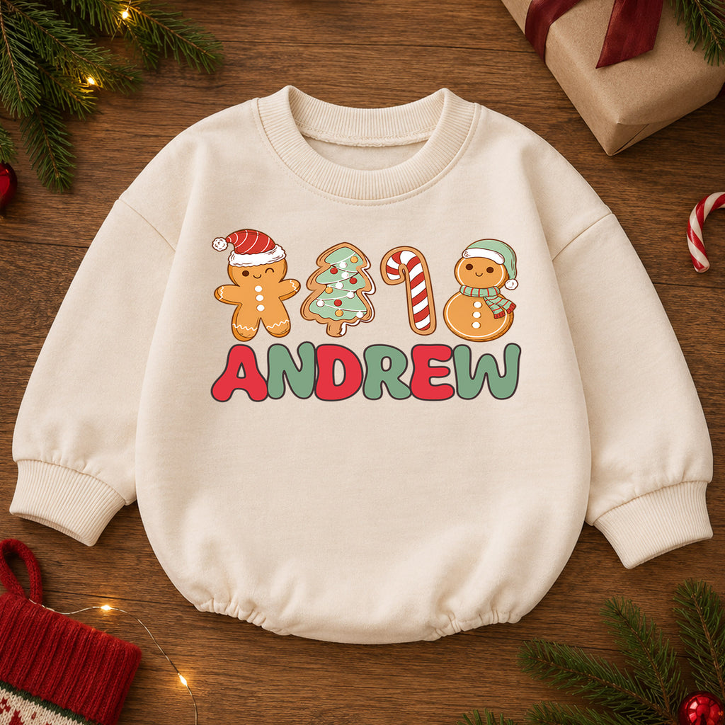 2026 First Christmas Baby Romper, Custom Name Snowman Holiday Outfit, Personalized My 1st Christmas Keepsake Gift for Baby — product view 2