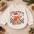 Cant Catch Me Gingerbread Baby Romper, Skateboard Christmas Romper, Funny Toddler Holiday Outfit, Gingerbread Xmas Gift — product view 1