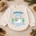 Personalized Snowman Baby Romper, Custom Name Christmas Outfit, Cute 1st Christmas Holiday Gift for Baby Boys and Girls Baby — product view 1