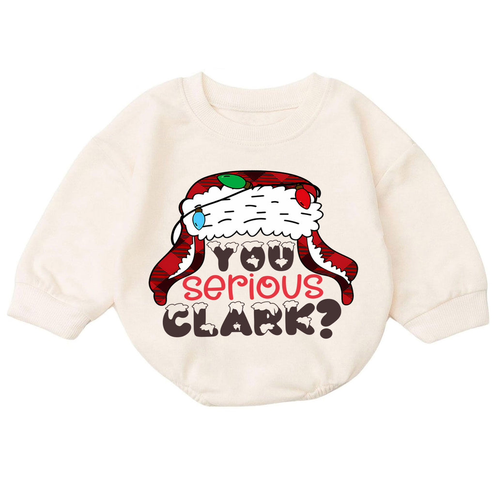 You Serious Clark Christmas Baby Romper, Plaid Holiday Romper, Funny Winter Outfit, Toddler Christmas Gift — product view 7