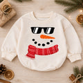 Cool Snowman Christmas Baby Romper, Sunglasses Snowman Romper, Funny Toddler Holiday Outfit, Winter Xmas Gift for Baby — product view 1