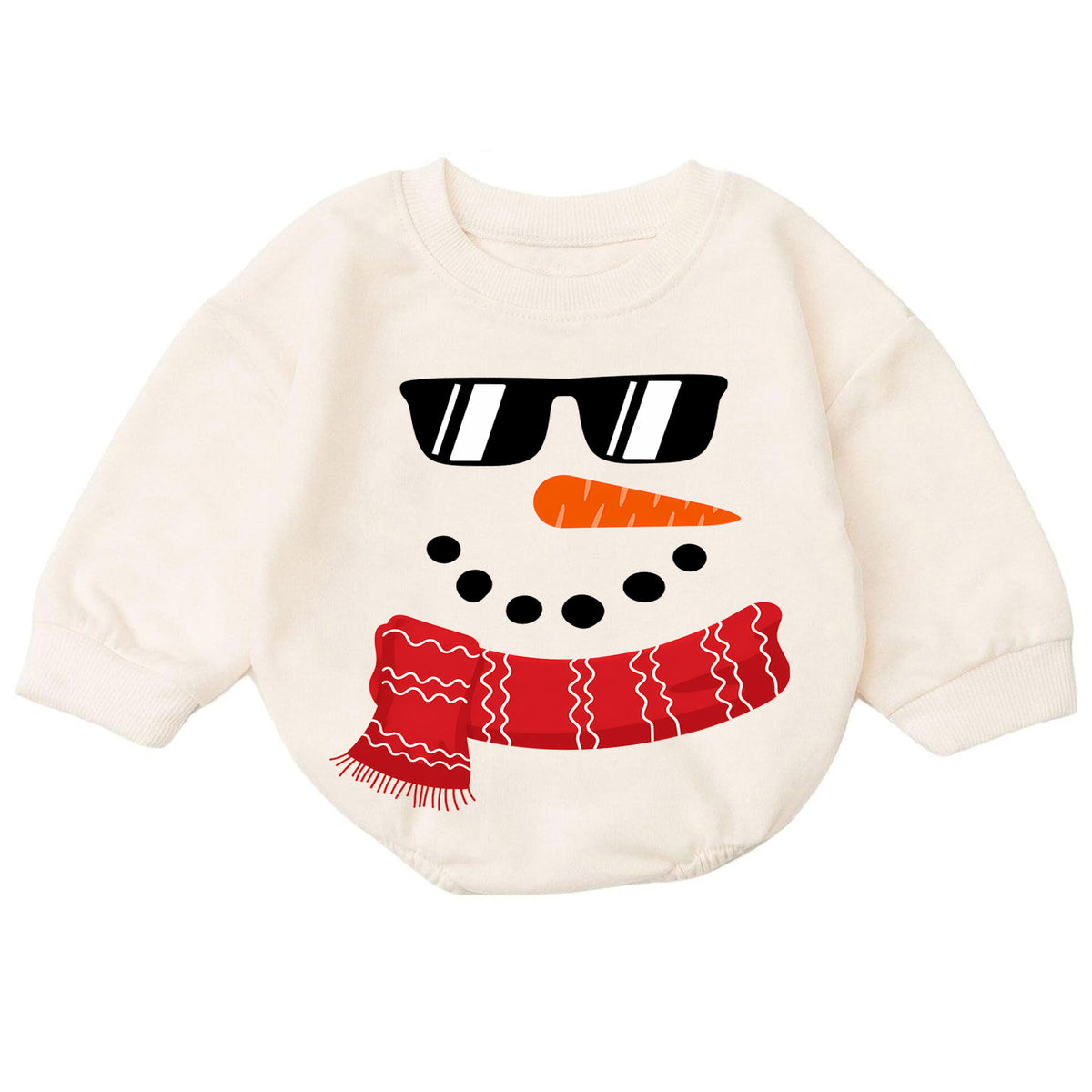 Cool Snowman Christmas Baby Romper, Sunglasses Snowman Romper, Funny Toddler Holiday Outfit, Winter Xmas Gift for Baby — product view 7