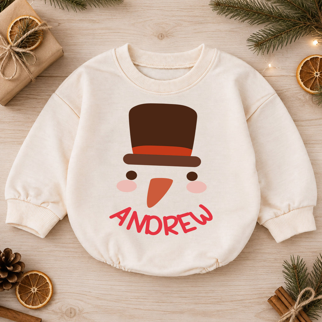 Personalized Reindeer First Christmas Romper, Custom Name Baby Holiday Outfit, My 1st Christmas Keepsake Gift for Baby & Baby — product view 1