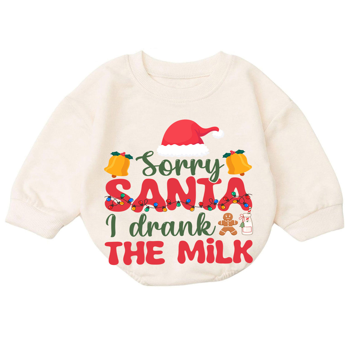 Sorry Santa I Drank the Milk Baby Romper, Christmas Lights Romper, Funny Toddler Xmas Outfit, Christmas Eve Gift — product view 7