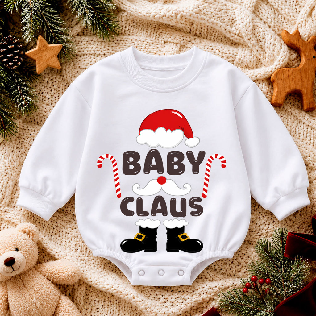 Baby Claus Christmas Romper, Cute Santa Baby Romper, Toddler Holiday Outfit, Baby Xmas Gift, Christmas Photo Romper — product view 4