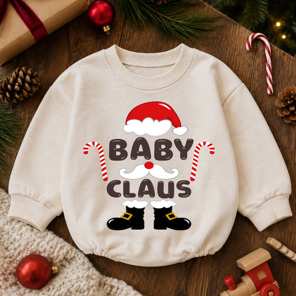 Baby Claus Christmas Romper, Cute Santa Baby Romper, Toddler Holiday Outfit, Baby Xmas Gift, Christmas Photo Romper — product view 6