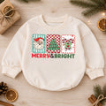 Merry and Bright Christmas Baby Romper, Santa Christmas Outfit, Candy Cane Toddler Romper, Cute Holiday Baby Gift, Xmas Outfit — product view 1