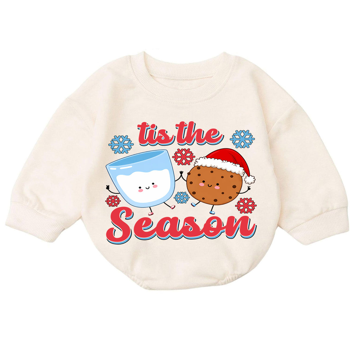 Tis the Season Milk and Cookies Baby Romper, Cute Christmas Cookie Romper, Toddler Holiday Outfit, Xmas Baking Gift — product view 7