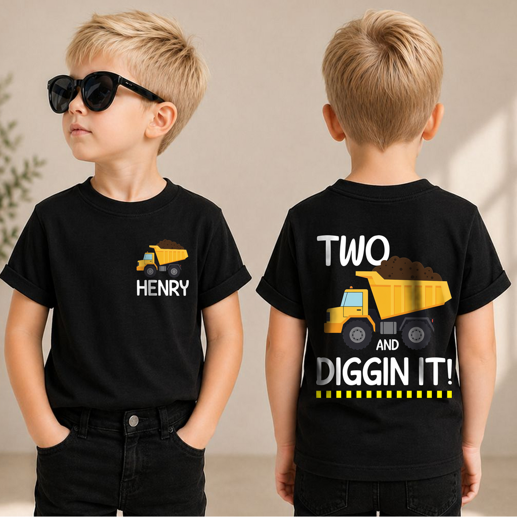 Personalized Two and Digging It 2nd Birthday Shirt for Boys — product view 1