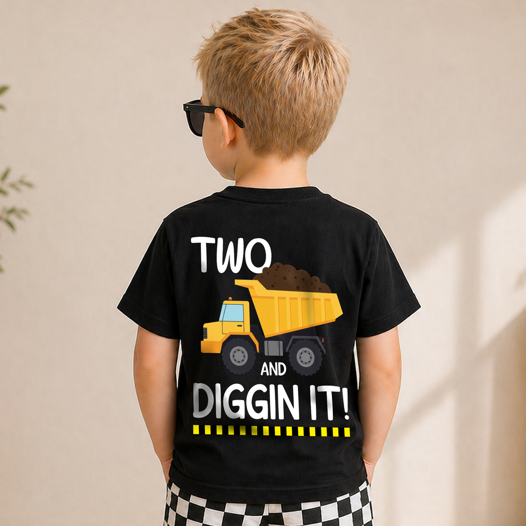 Personalized Two and Digging It 2nd Birthday Shirt for Boys — product view 6