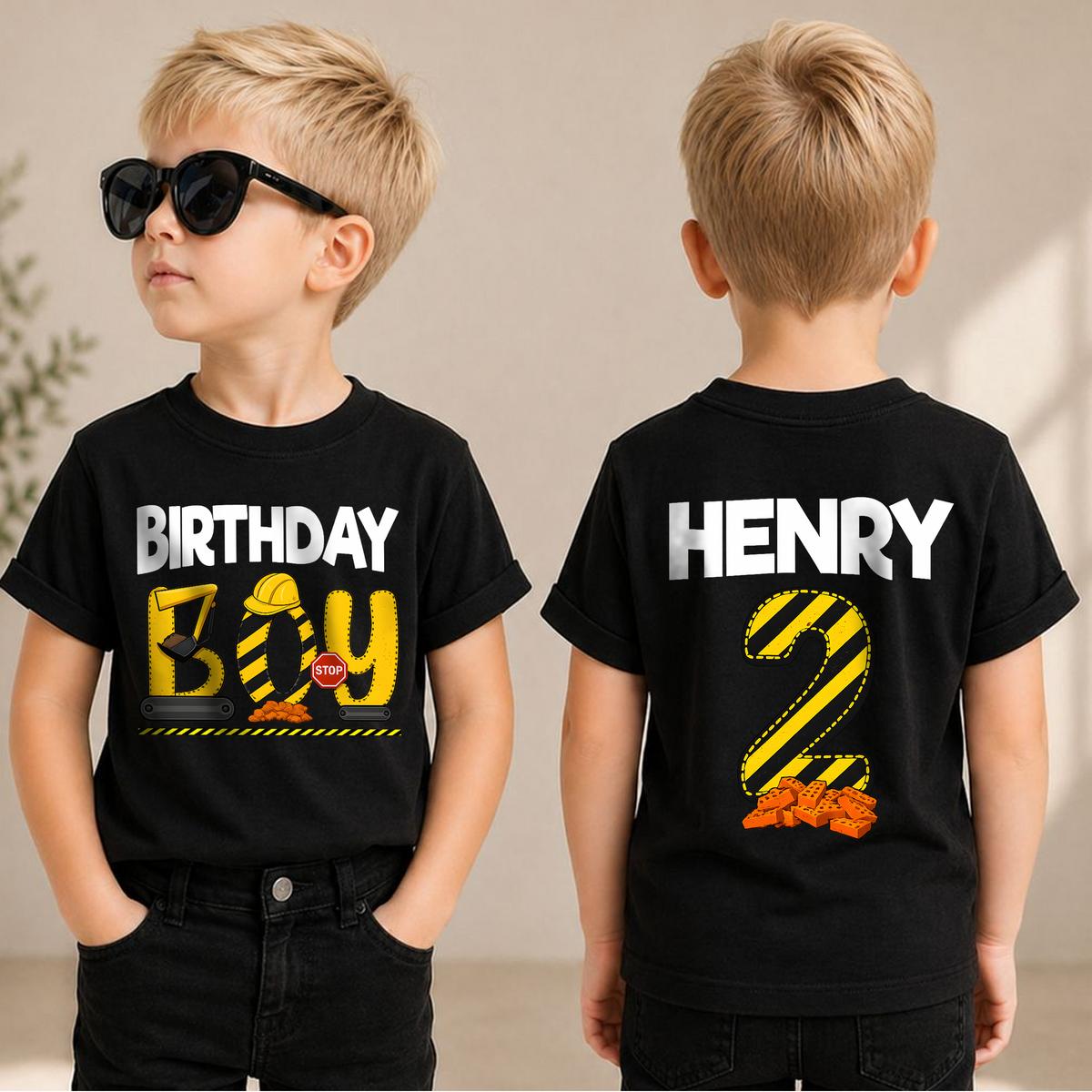 Custom Name I'm 2 and Digging It 2nd Birthday Shirt for Boys — product view 1