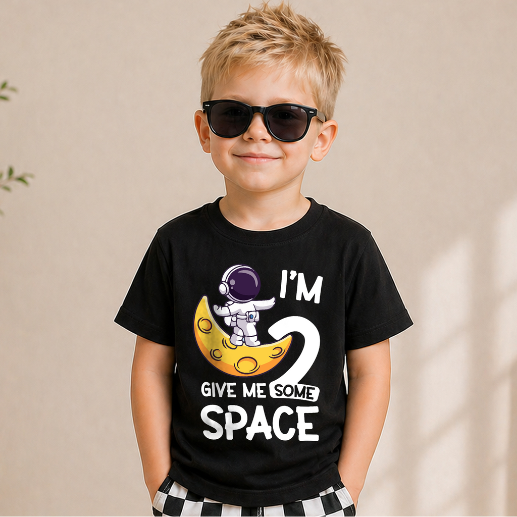 Personalized Space 2nd Birthday Shirt for Boys, Custom Name — product view 1
