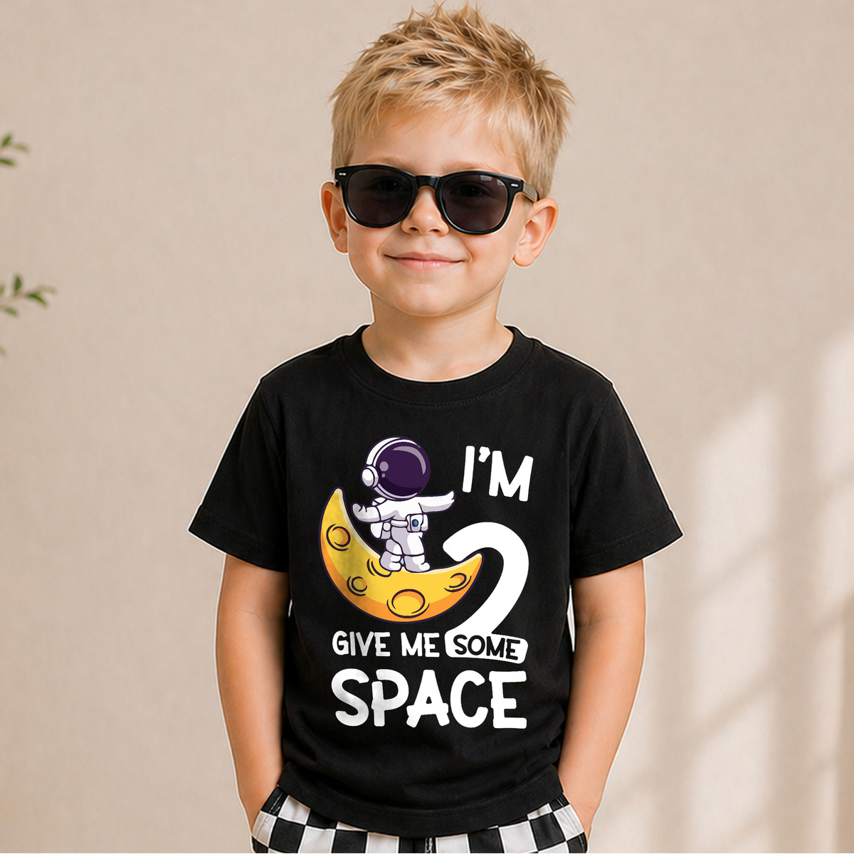 Personalized Space 2nd Birthday Shirt for Boys, Custom Name — product view 1