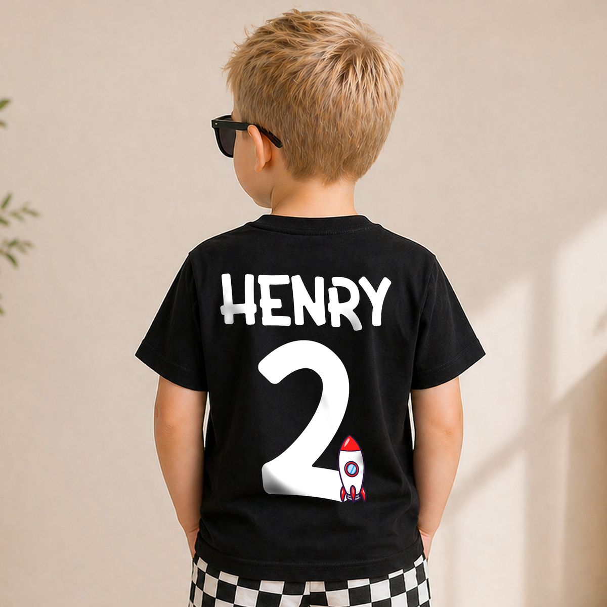 Personalized Space 2nd Birthday Shirt for Boys, Custom Name — product view 2