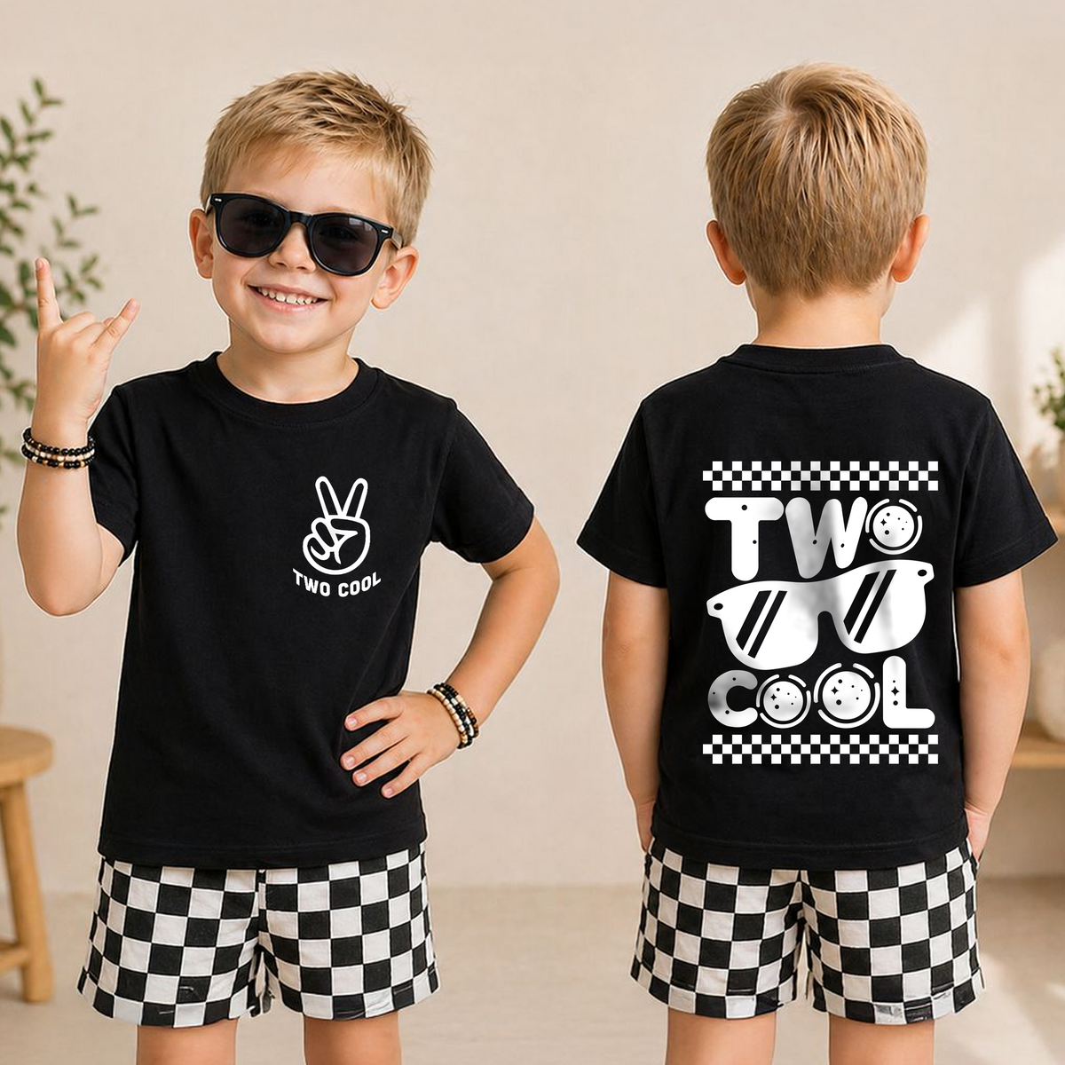 Personalized TWO COOL 2nd Birthday Shirt for Boys, Custom Name — product view 3
