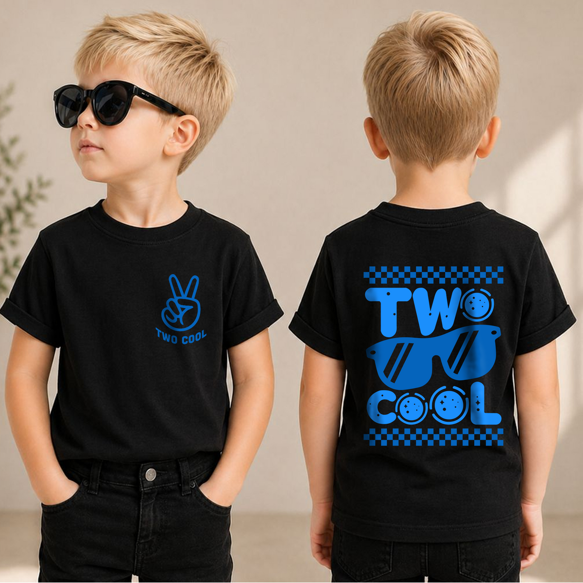 Custom TWO COOL 2nd Birthday Shirt for Boys, Cool Kid — product view 1