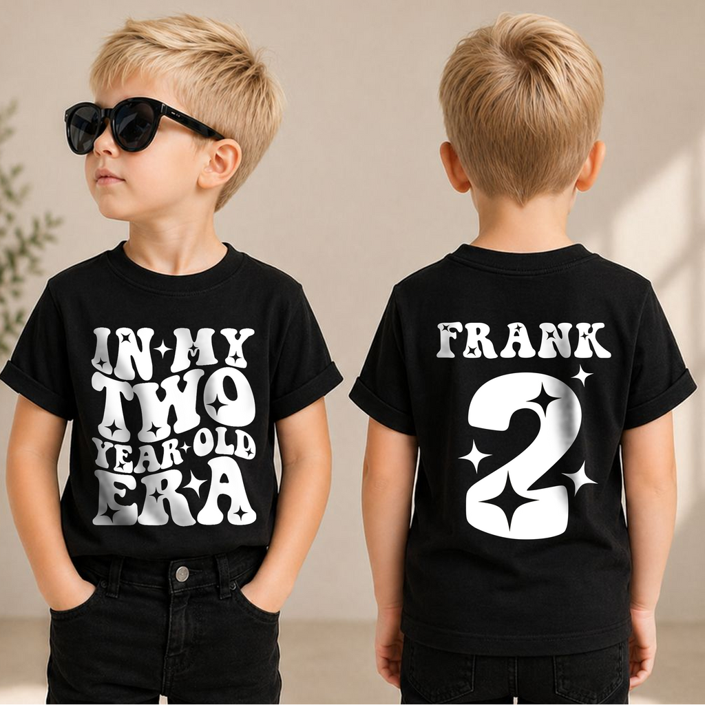 Boys Custom In My Two Year Old Era 2nd Birthday Shirt — product view 1