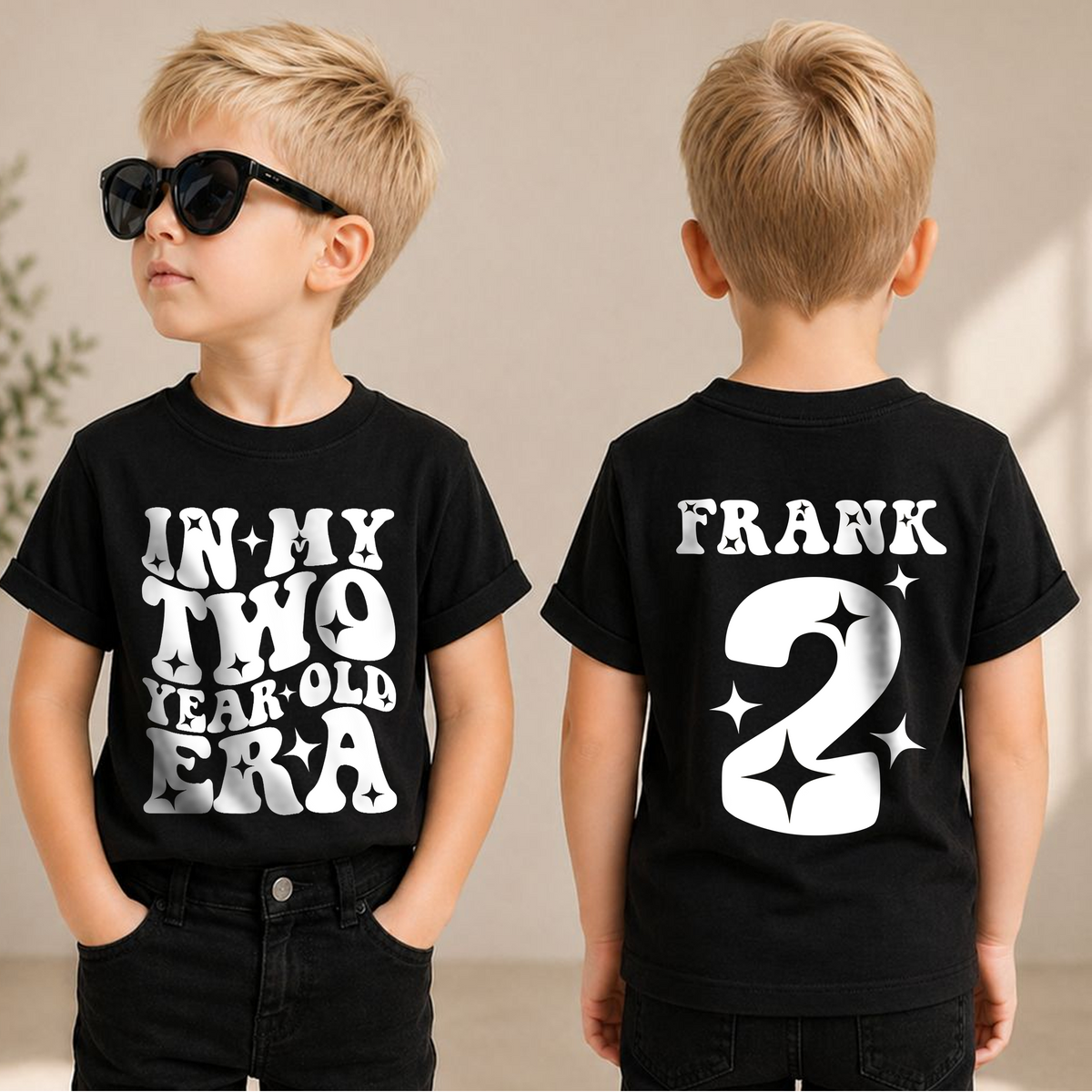 Boys Custom In My Two Year Old Era 2nd Birthday Shirt — product view 1