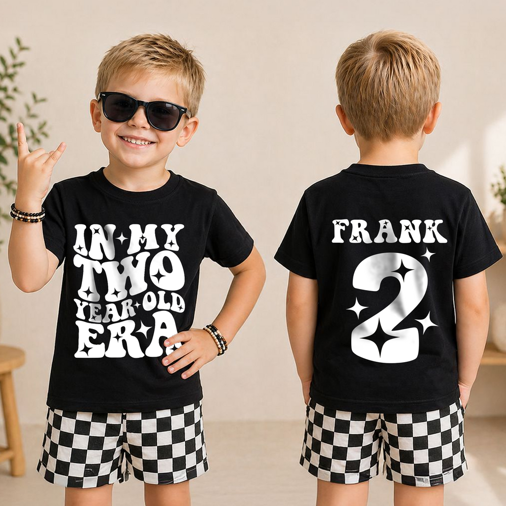 Boys Custom In My Two Year Old Era 2nd Birthday Shirt — product view 3