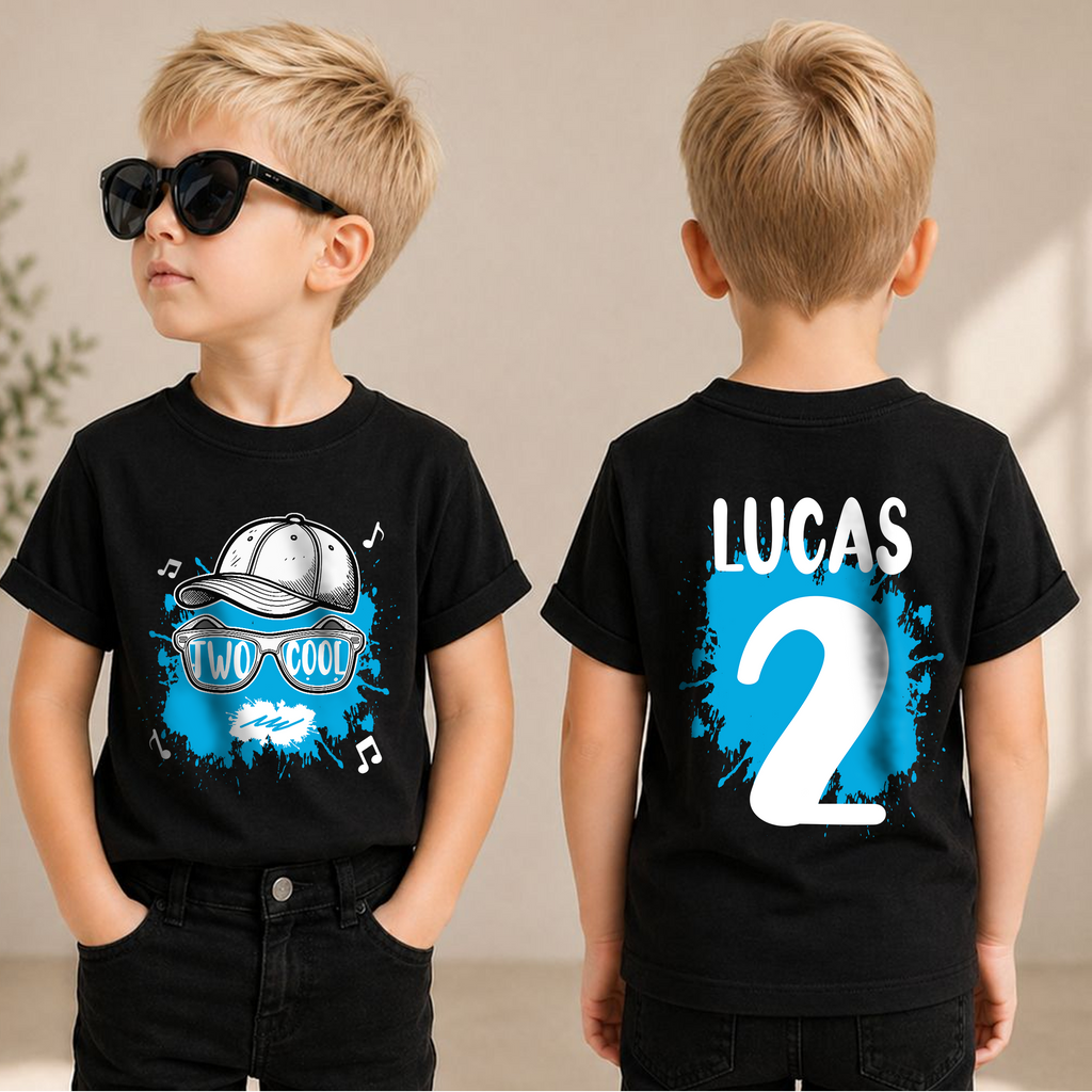 Toddler Personalized TWO COOL 2nd Birthday Shirt for Boys — product view 1