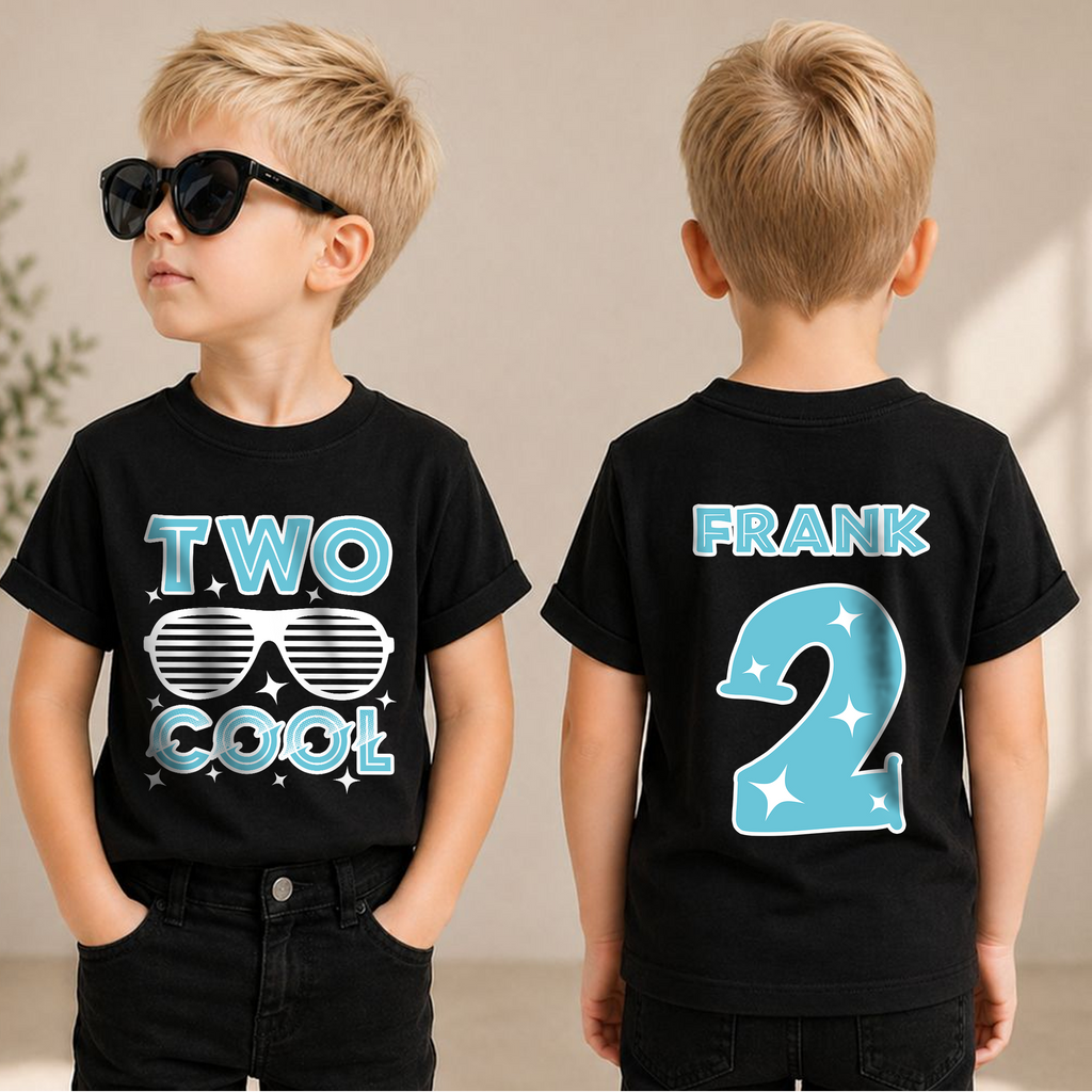 Boys Personalized TWO COOL 2nd Birthday Shirt for Boys — product view 1