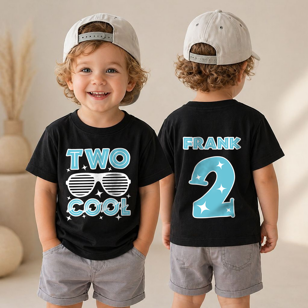 Boys Personalized TWO COOL 2nd Birthday Shirt for Boys — product view 4