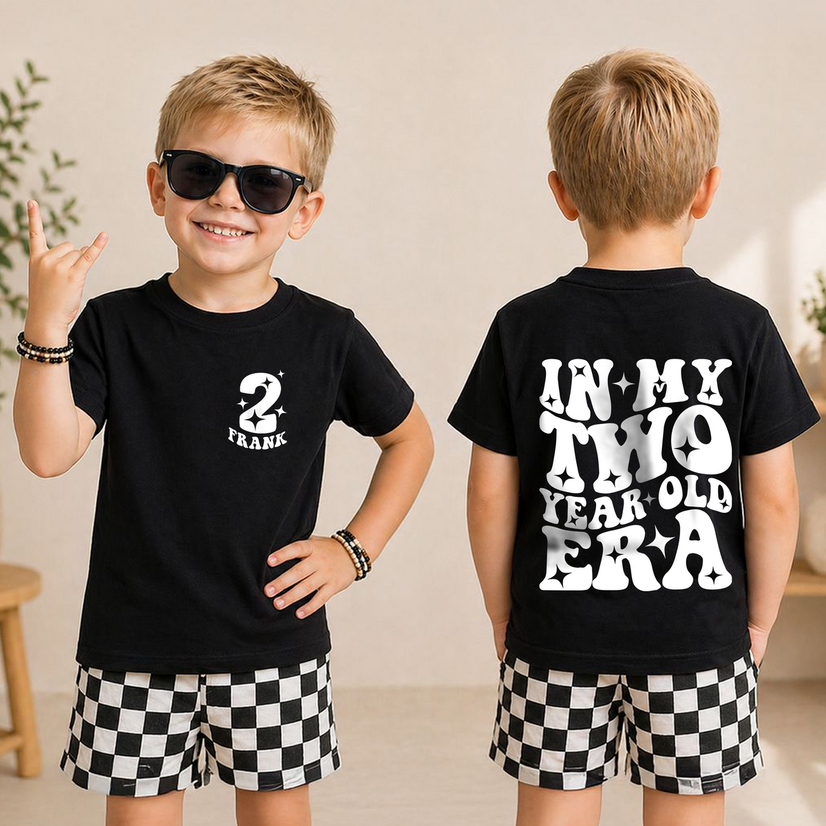 Personalized Cool Kid 2nd Birthday Shirt Boy, Custom Name — product view 3