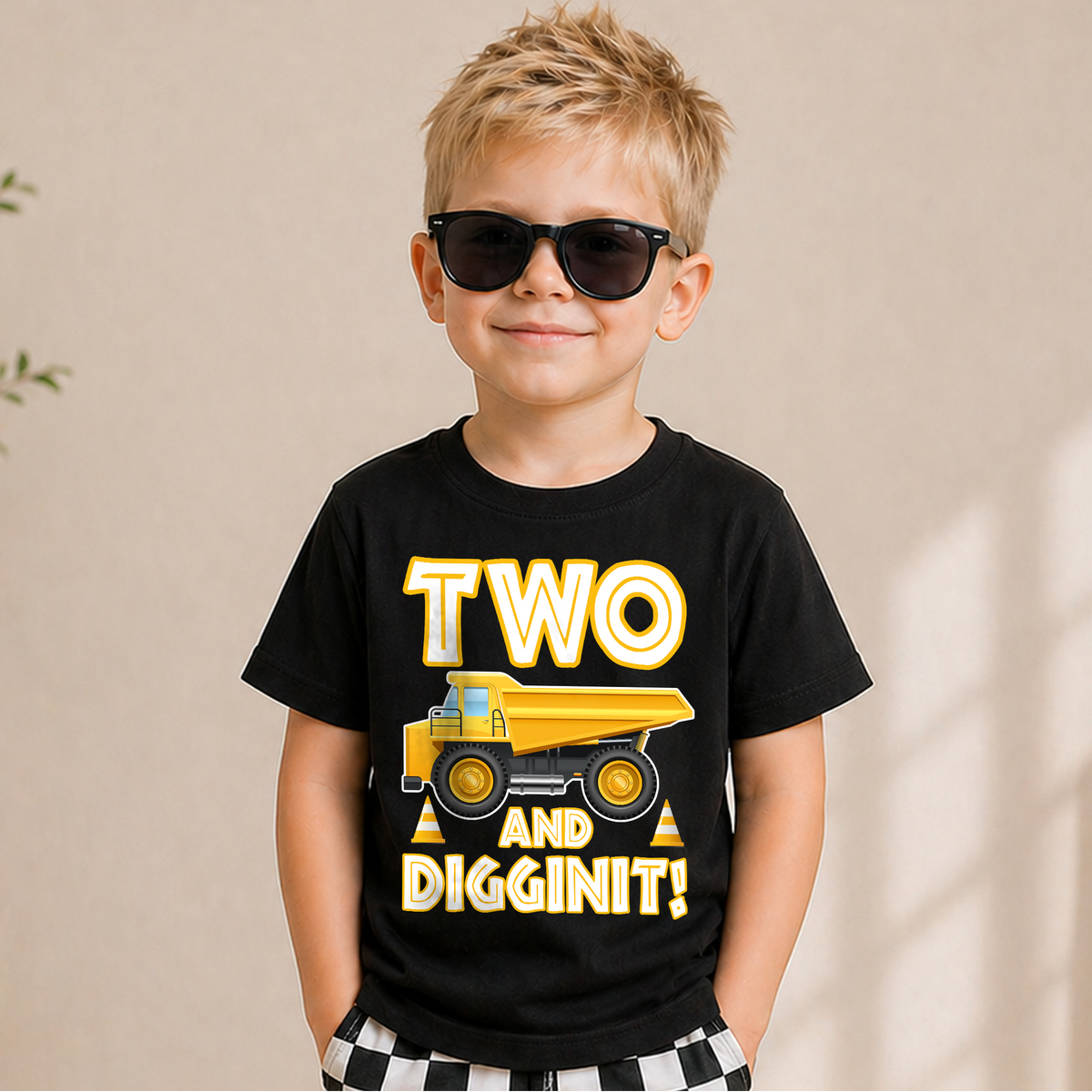 Custom Two and Digging It 2nd Birthday Shirt for Boys — product view 5