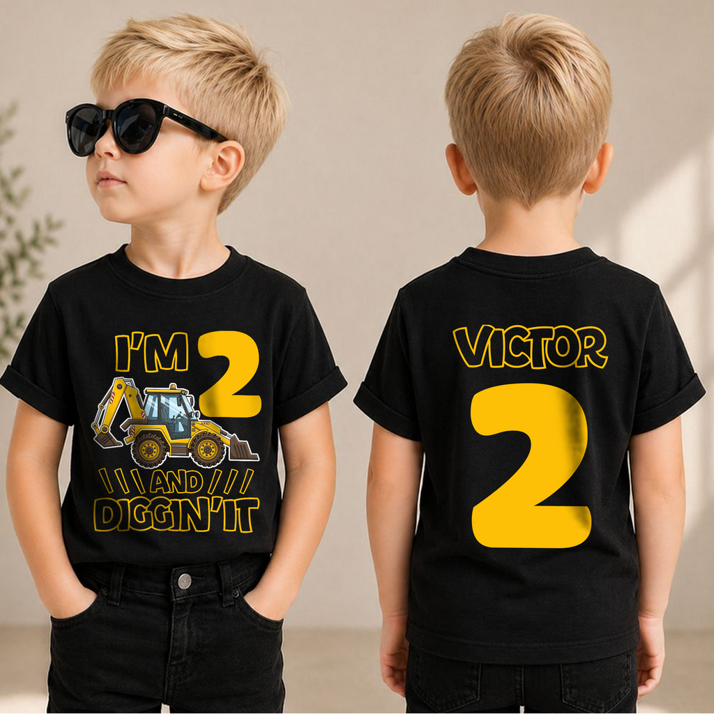 Toddler Personalized I'm 2 and Digging It 2nd Birthday Shirt — product view 1