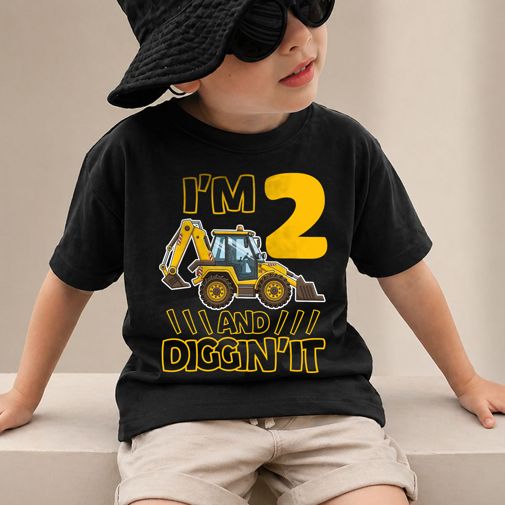 Toddler Personalized I'm 2 and Digging It 2nd Birthday Shirt — product view 2
