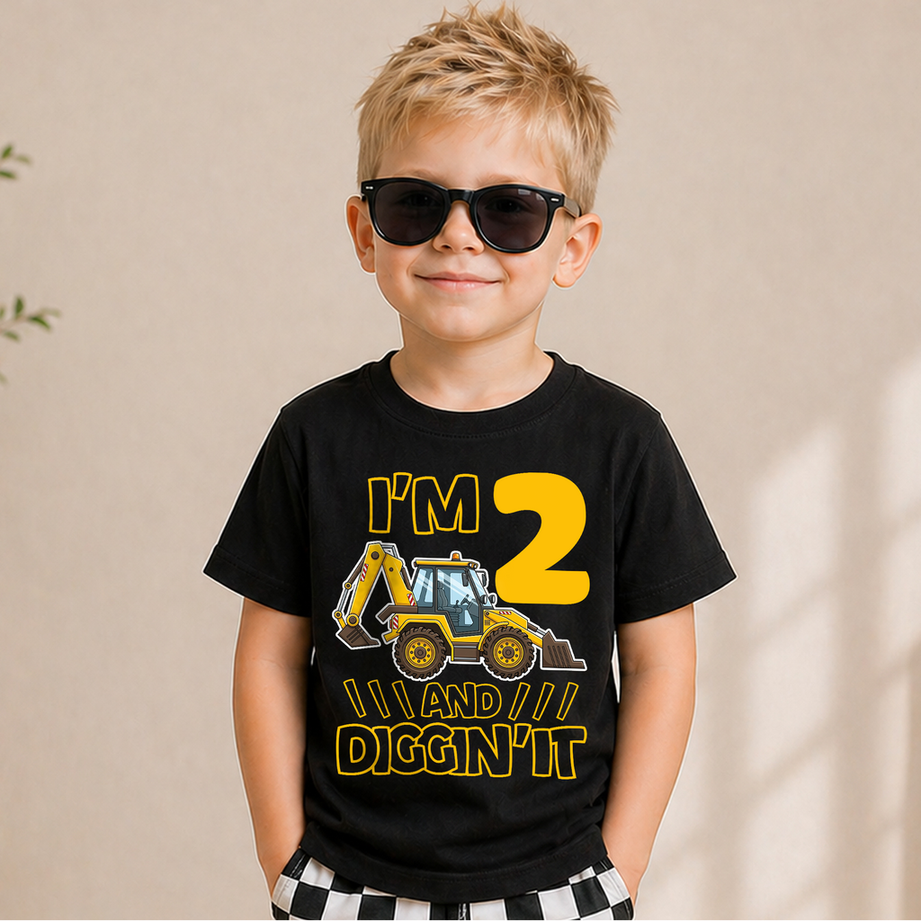 Toddler Personalized I'm 2 and Digging It 2nd Birthday Shirt — product view 5