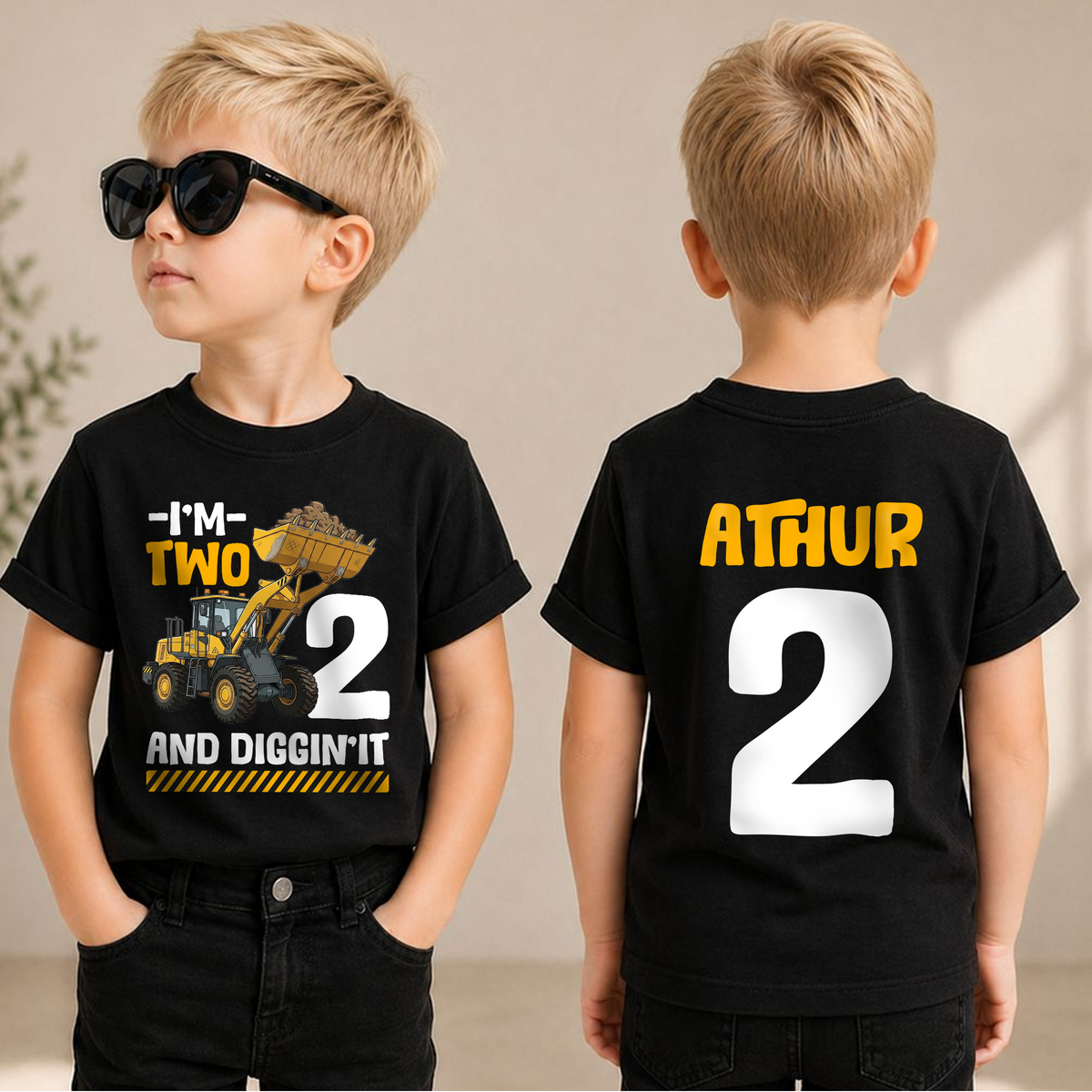 Boys Personalized I'm 2 and Digging It 2nd Birthday Shirt — product view 1