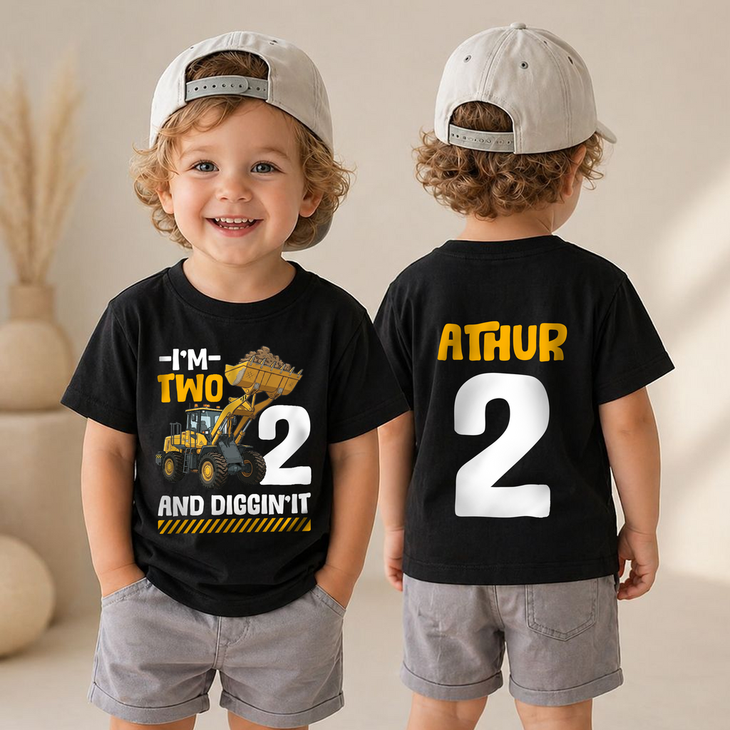 Boys Personalized I'm 2 and Digging It 2nd Birthday Shirt — product view 4