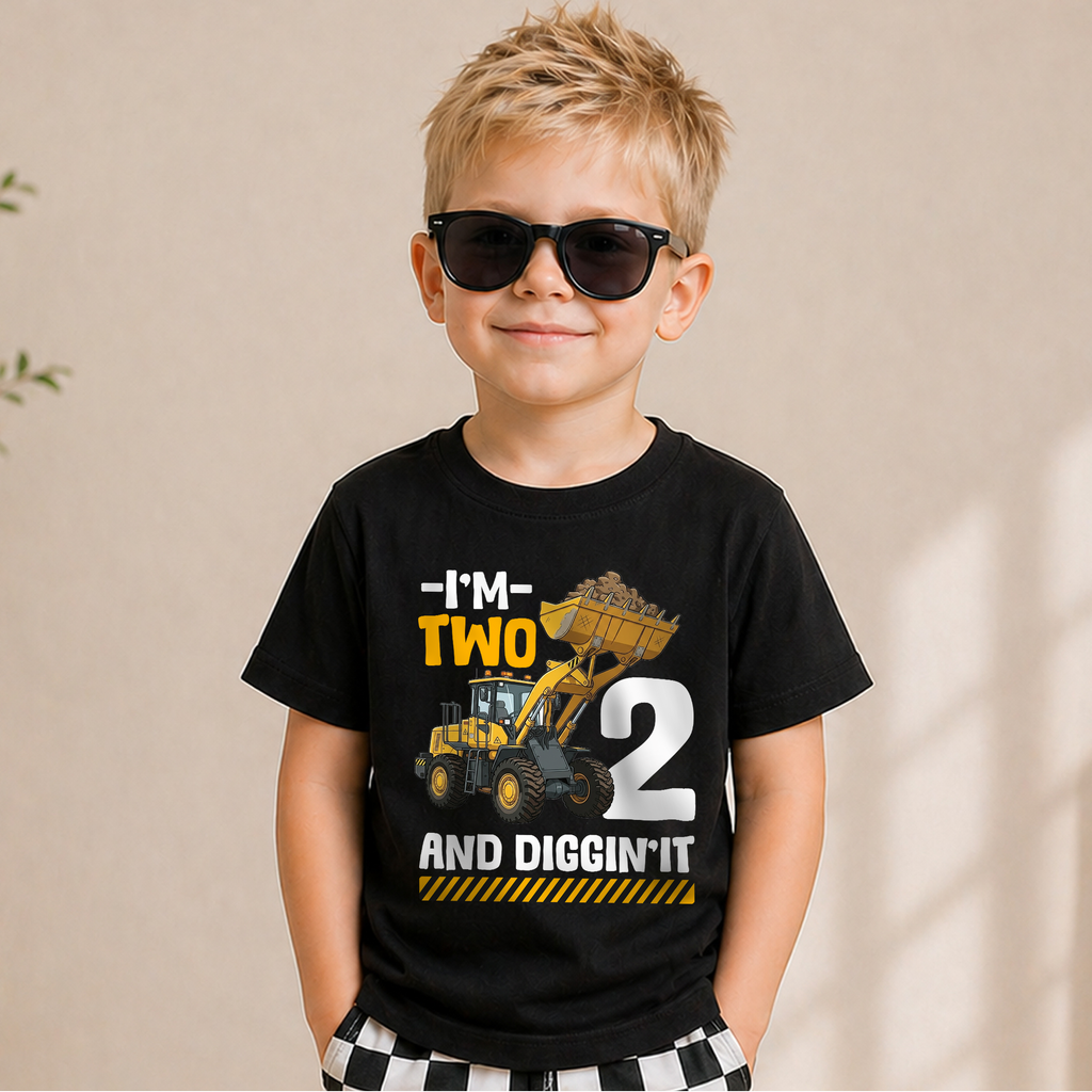 Boys Personalized I'm 2 and Digging It 2nd Birthday Shirt — product view 5