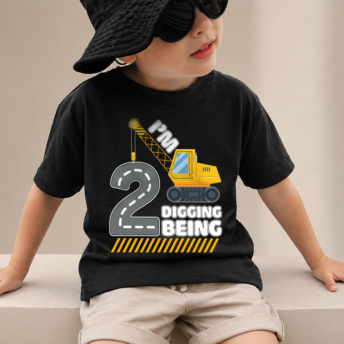 Personalized Construction 2nd Birthday Shirt Boy, Digging It — product view 2