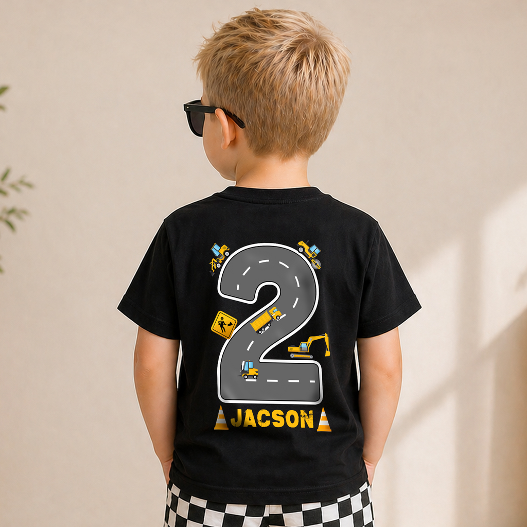 Personalized Construction 2nd Birthday Shirt Boy, Digging It — product view 6