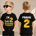 Custom Name Construction 2nd Birthday Shirt Boy, Digging It — product view 1