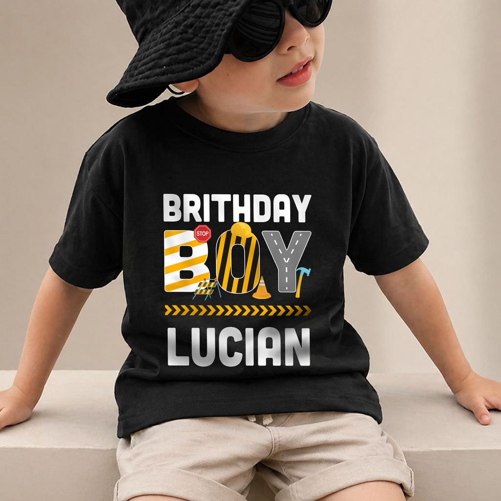 Custom Construction 2nd Birthday Shirt Boy, Digging It — product view 2