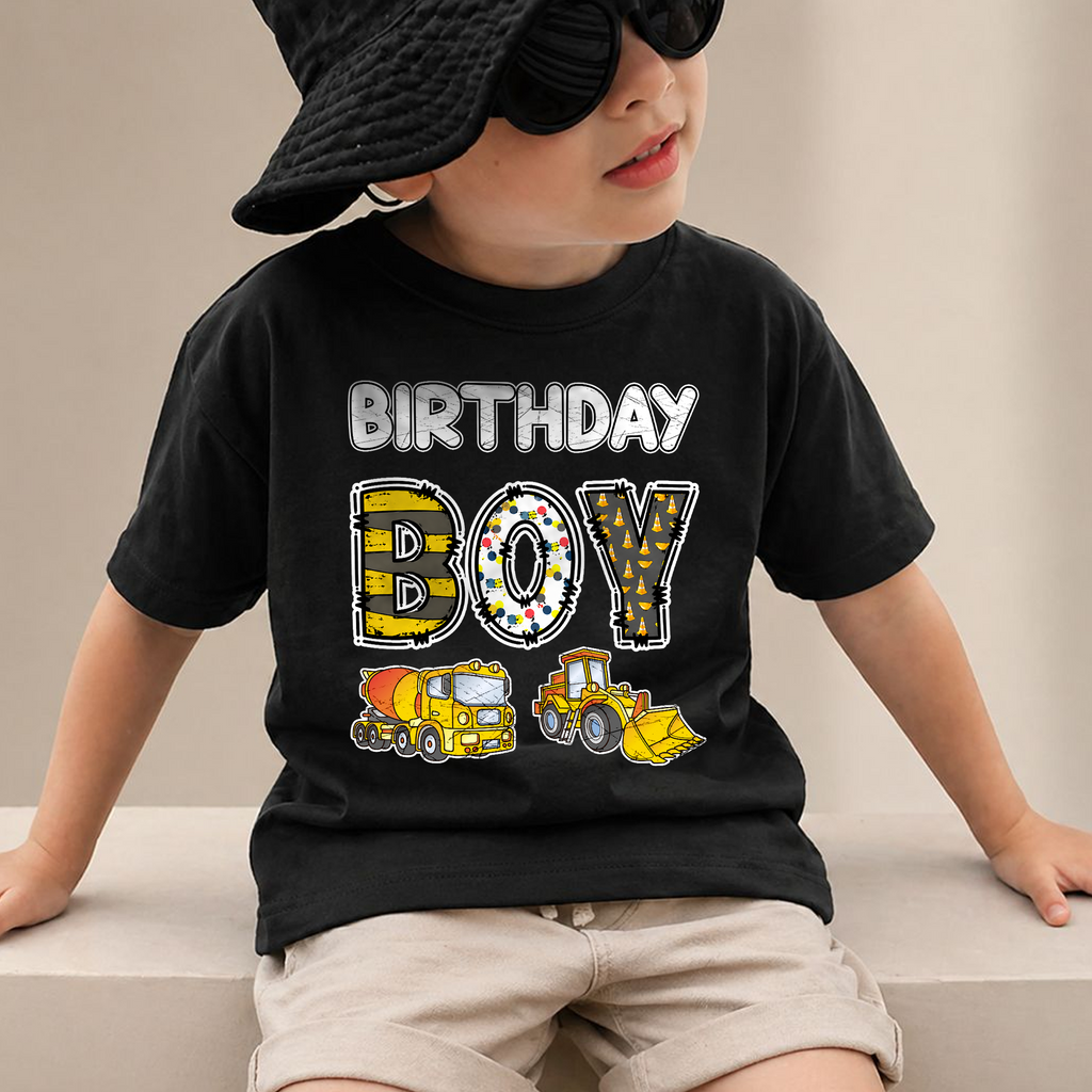 Boys Custom Construction 2nd Birthday Shirt Boy, Digging It — product view 2