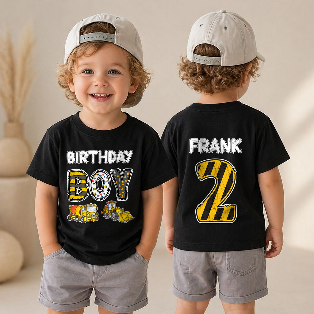 Boys Custom Construction 2nd Birthday Shirt Boy, Digging It — product view 4