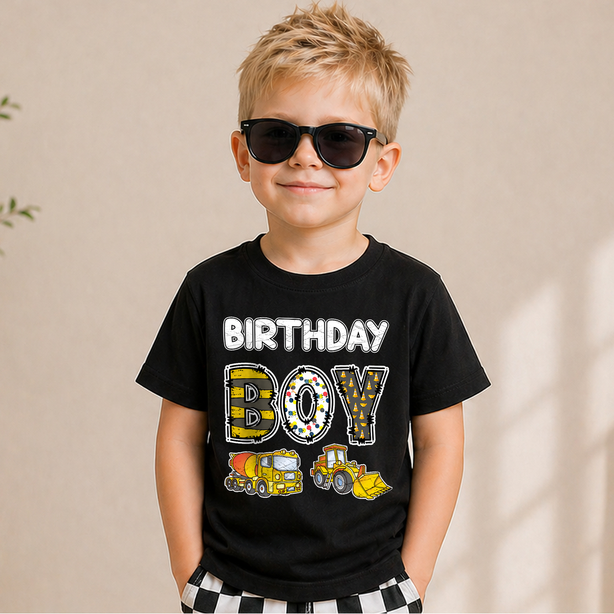 Boys Custom Construction 2nd Birthday Shirt Boy, Digging It — product view 5