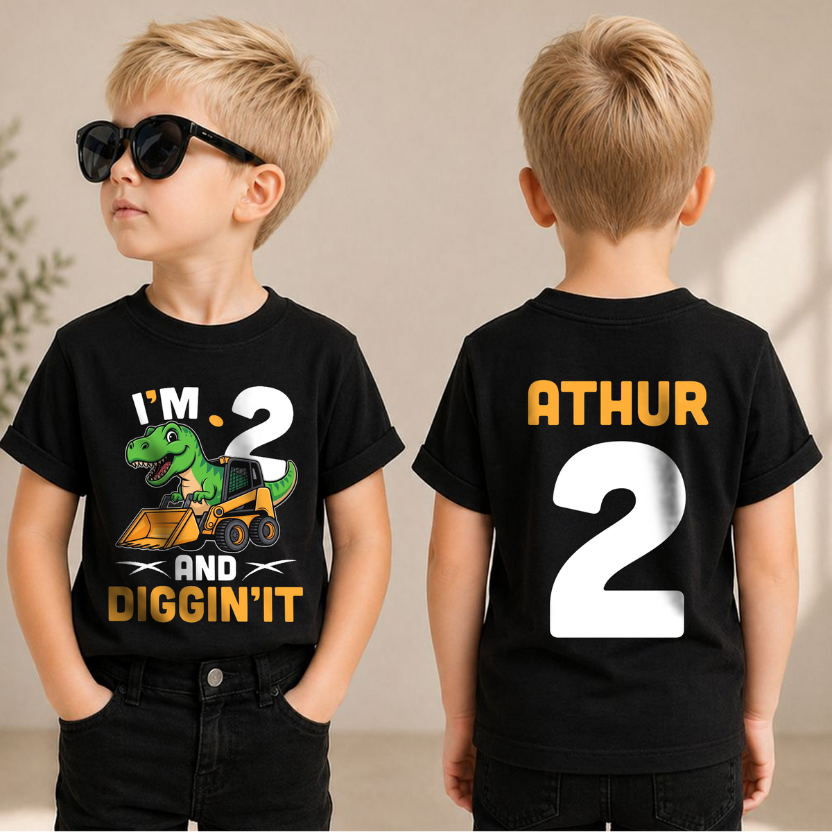 Custom I'm 2 and Digging It Birthday Shirt for Boys — product view 1