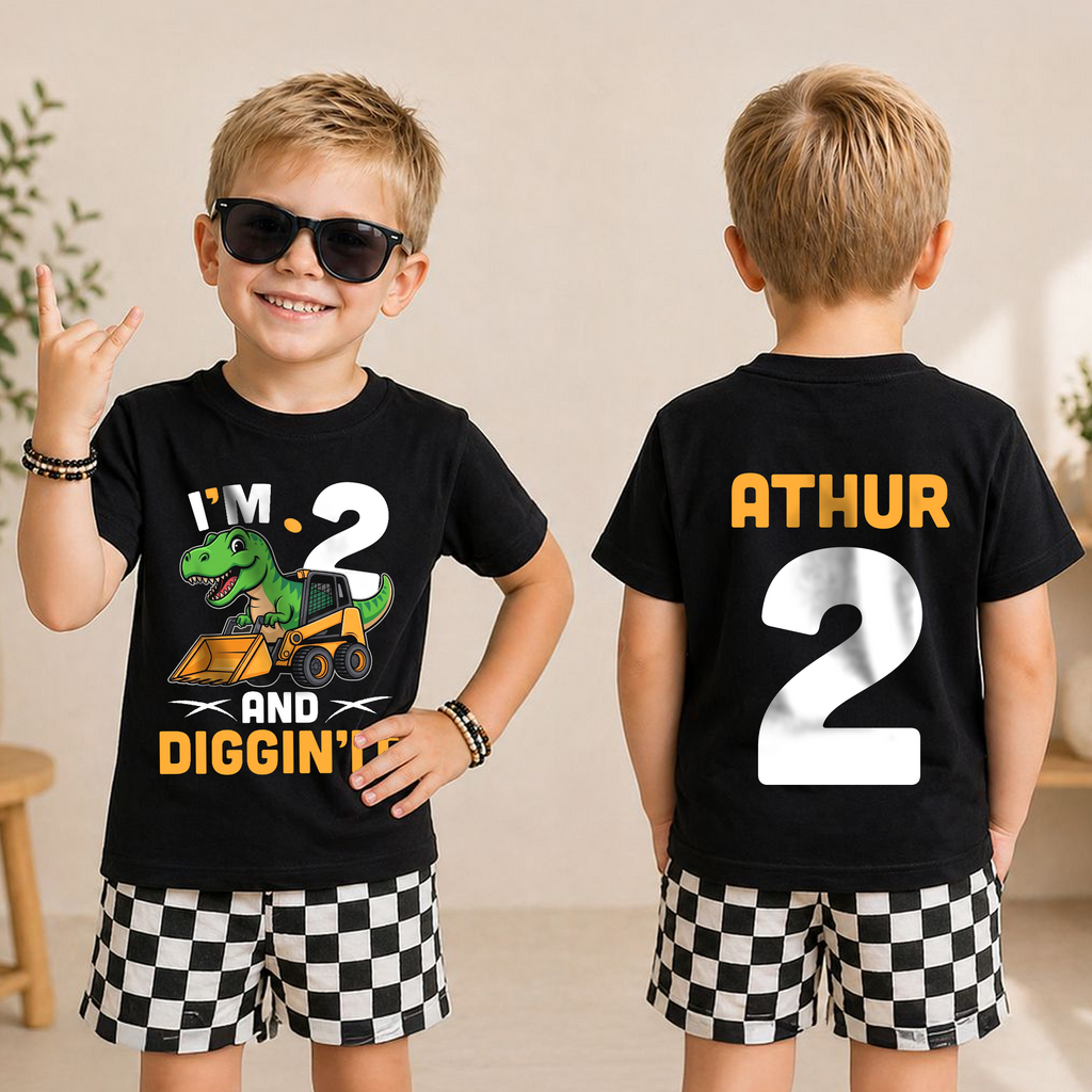 Custom I'm 2 and Digging It Birthday Shirt for Boys — product view 3